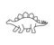 Stegosaurus vector contour silhouette. Dinosaur stegosaurus black contour isolated