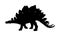 Stegosaurus vector silhouette isolated on white. Dinosaurs symbol. Jurassic era. Dino sign.