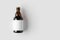 Steinie beer bottle mockup with blank label. Copyspace