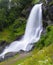 The Steinsdalsfossen has a fall of 50 m and is special because you can walk safe and dry behind it