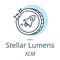 Stellar Lumens cryptocurrency coin line, icon of virtual currency