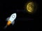 Stellar lumens icon and moon, conceptual trading of an explosive