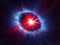 Stellar Velocity: Abstract 3D Cosmos with Falling Stars in Red-Blue Brilliance