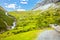 Stelvio mountain pass or Stilfser Joch scenic road view