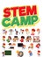 Stem camp logo and set of children with education objects isolated