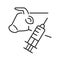 Stem cell biopsy black line icon. Involving extraction of sample cells or tissues of cow. Pictogram for web page, mobile app,