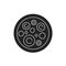 Stem cells black glyph icon. Cells that can differentiate into other types of cells. Can also divide in self-renewal to produce