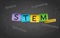STEM Education Post It Notes Concept Background. Science Technology Engineering Mathematics.