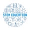 STEM Education vector blue outline round illustration