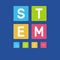 STEM word with icons vector illustration on blue background