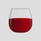 Stemless wine glass with red wine. Transparent background. Vector clipart.
