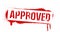 Stencil APPROVED inscription. Red graffiti print on white background. Vector design street art