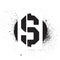 Stencil Dollar sign inscription. Black graffiti print on white background. Vector design street art