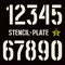 Stencil-plate numbers in military style