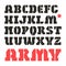 Stencil-plate serif font military