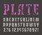 Stencil-plate slab serif font in the style of handmade graphics