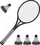 Stencil of racket and badminton shuttlecocks
