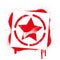 Stencil STAR symbol. Red graffiti print on white background. Vector design street art