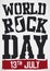 Stencil for World Rock Day with Music Note and Guitar Silhouette, Vector Illustration
