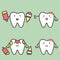 Step of caries or decay tooth from ice cream, before and after