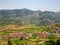 Step farming and houses in a village in a hilly region, India