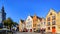 Step Gables on houses from the middle ages at Jan Van Eyck Square in Bruges, Belgium