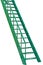 Step green metal ladder on white