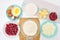 Step by step cooking process and ingredients for homemade raspberry pie - egg, cottage cheese, flour, raspberries, sugar, dough,