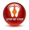 Step by step (footprint icon) glassy brown round button