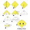 Step by step instructions how to make origami baby chick.