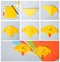 Step by step photo instruction. How to make origami paper dog. DIY for children. Children`s art project craft for kids