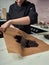 Step-by-step preparation of black designer cake