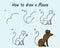 Step by step to draw a Mouse. Drawing lesson for children. Vector illustration.