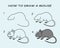 Step by step to draw a Mouse. Drawing tutorial a Mouse. Drawing lesson for children. Vector illustration