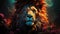 Step into a surreal realm where a lion\\\'s portrait defies expectations.