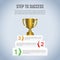 Step to success with winner trophy infographic design template