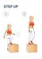 Step Up Exercise for Female Home Workout Colorful Illustration Guidance