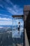 `Step into the Void` glass box on the Aiguille Du Midi 3842m mountain top above Chamonix