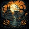 Step into a World of Halloween Enchantment: Delight in a Pattern Overflowing with Halloween Elements. AI Generated