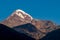 Stepantsminda - Amazing morning view on the summit of Mount Kazbegi, Georgia, Caucasus.