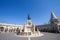 Stephan I statue Szent Istvan on Fisherman`s Bastion Halaszbastya in Budapest castle during the afternoon.