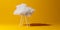 Stepladder leading towards cloud over orange background, modern, minimal business success or career opportunity or achievement