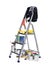 Stepladder with paint cans and brushes