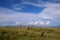 Steppe landscape, ancient burial mounds.