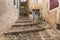 Stepped alley in the medieval part of the village of Dieulefit in DrÃ´me provenÃ§ale