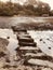 Stepping stones across the water.