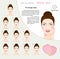 Steps of face massage. Vector