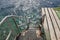 Steps on jetty going down into a tropical sea