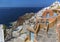 Steps lead down from the village of Oia, Santorini towards Amoudi Bay