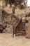 Steps  leading from the closed Golden Gate to the wall encircling the Temple Mount in the Old Town of Jerusalem in Israel